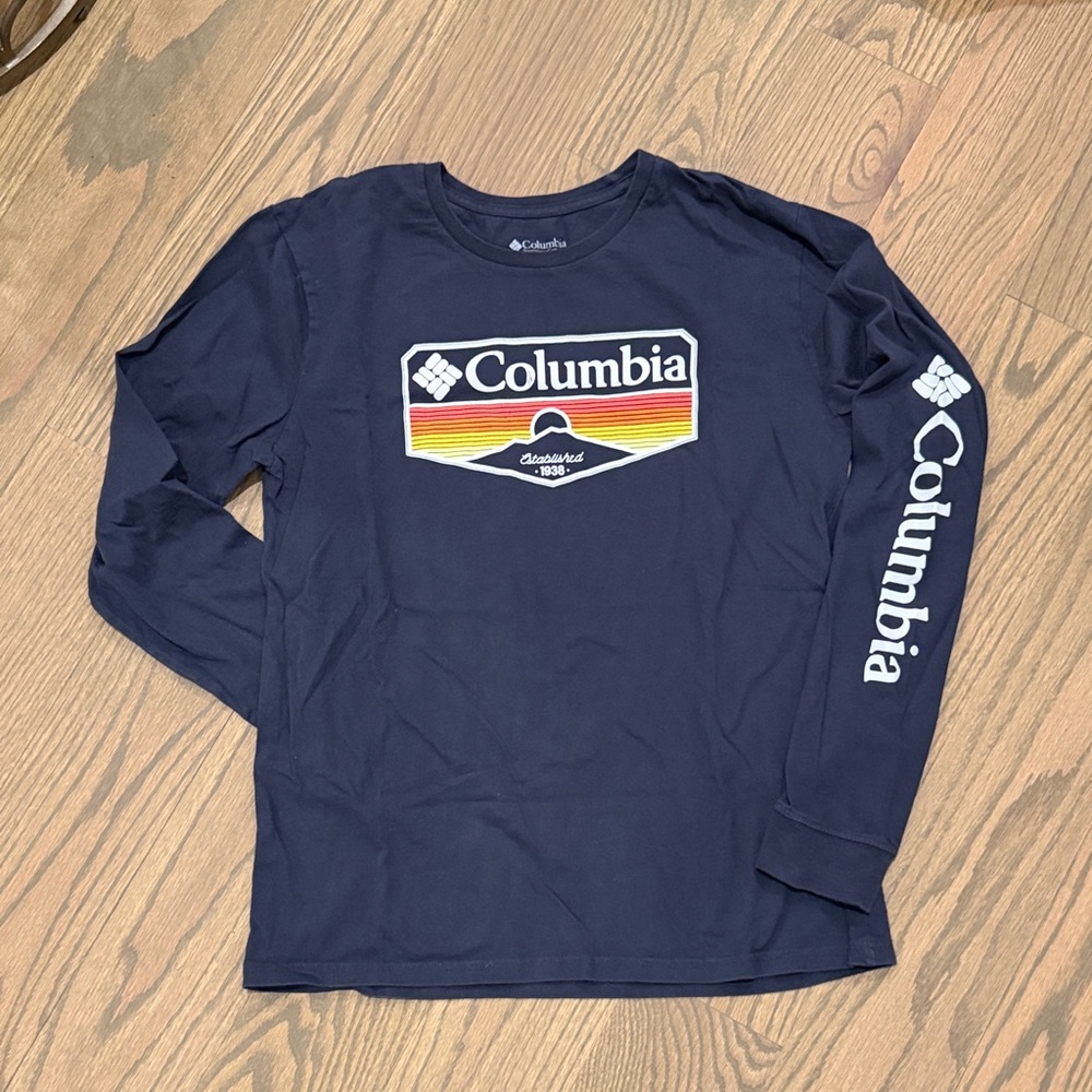 Columbia Mens Long Sleeve Shirt in Navy with Logo
